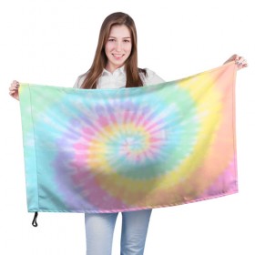 Флаг 3D с принтом Pastel Tie Dye в Екатеринбурге, 100% полиэстер | плотность ткани — 95 г/м2, размер — 67 х 109 см. Принт наносится с одной стороны | tie dye | абстракция | краска | хиппи