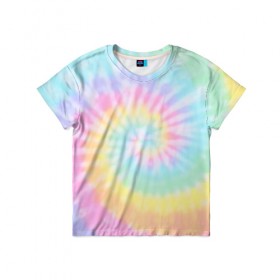 Детская футболка 3D с принтом Pastel Tie Dye в Екатеринбурге, 100% гипоаллергенный полиэфир | прямой крой, круглый вырез горловины, длина до линии бедер, чуть спущенное плечо, ткань немного тянется | tie dye | абстракция | краска | хиппи