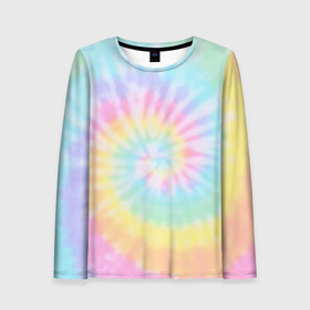 Женский лонгслив 3D с принтом Pastel Tie Dye в Екатеринбурге, 100% полиэстер | длинные рукава, круглый вырез горловины, полуприлегающий силуэт | tie dye | абстракция | краска | хиппи