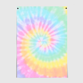 Постер с принтом Pastel Tie Dye в Екатеринбурге, 100% бумага
 | бумага, плотность 150 мг. Матовая, но за счет высокого коэффициента гладкости имеет небольшой блеск и дает на свету блики, но в отличии от глянцевой бумаги не покрыта лаком | tie dye | абстракция | краска | хиппи