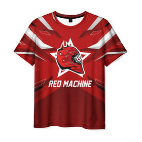 Мужская футболка 3D с принтом Red machine в Екатеринбурге, 100% полиэфир | прямой крой, круглый вырез горловины, длина до линии бедер | Тематика изображения на принте: hockey | national | red machine | russia | team | красная машина | россия | сборная | хоккей | хоккейная