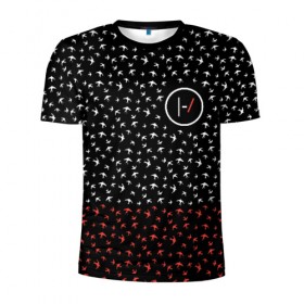 Мужская футболка 3D спортивная с принтом Twenty One Pilots - Blurryface в Екатеринбурге, 100% полиэстер с улучшенными характеристиками | приталенный силуэт, круглая горловина, широкие плечи, сужается к линии бедра | band | best | blurry | face | indie | logo | music | one | pilots | pop | regional | rock | symbol | top | trench | twenty | vessel | группа | инди | лого | логотип | музыка | пилоты | поп | рок | символ | топ | тренч
