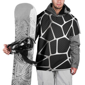Накидка на куртку 3D с принтом Серебряная паутина в Екатеринбурге, 100% полиэстер |  | абстракция | алюминий | геометрия | карбон | нить | паутина | серебро | сеть | сталь