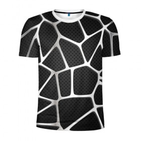 Мужская футболка 3D спортивная с принтом Серебряная паутина в Екатеринбурге, 100% полиэстер с улучшенными характеристиками | приталенный силуэт, круглая горловина, широкие плечи, сужается к линии бедра | абстракция | алюминий | геометрия | карбон | нить | паутина | серебро | сеть | сталь