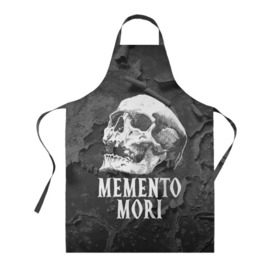 Фартук 3D с принтом Memento mori в Екатеринбурге, 100% полиэстер | общий размер — 65 х 85 см, ширина нагрудника — 26 см, горловина — 53 см, длина завязок — 54 см, общий обхват в поясе — 173 см. Принт на завязках и на горловине наносится с двух сторон, на основной части фартука — только с внешней стороны | black | death | life | memento mori | skeleton | skull | жизнь | скелет | череп | черный