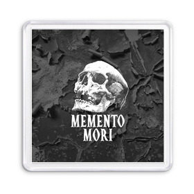 Магнит 55*55 с принтом Memento mori в Екатеринбурге, Пластик | Размер: 65*65 мм; Размер печати: 55*55 мм | black | death | life | memento mori | skeleton | skull | жизнь | скелет | череп | черный