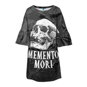 Детское платье 3D с принтом Memento mori в Екатеринбурге, 100% полиэстер | прямой силуэт, чуть расширенный к низу. Круглая горловина, на рукавах — воланы | black | death | life | memento mori | skeleton | skull | жизнь | скелет | череп | черный