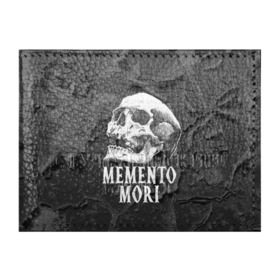 Обложка для студенческого билета с принтом Memento mori в Екатеринбурге, натуральная кожа | Размер: 11*8 см; Печать на всей внешней стороне | Тематика изображения на принте: black | death | life | memento mori | skeleton | skull | жизнь | скелет | череп | черный
