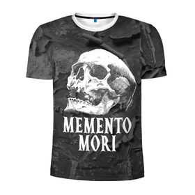 Мужская футболка 3D спортивная с принтом Memento mori в Екатеринбурге, 100% полиэстер с улучшенными характеристиками | приталенный силуэт, круглая горловина, широкие плечи, сужается к линии бедра | black | death | life | memento mori | skeleton | skull | жизнь | скелет | череп | черный