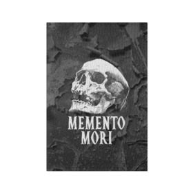 Обложка для паспорта матовая кожа с принтом Memento mori в Екатеринбурге, натуральная матовая кожа | размер 19,3 х 13,7 см; прозрачные пластиковые крепления | black | death | life | memento mori | skeleton | skull | жизнь | скелет | череп | черный