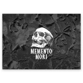 Поздравительная открытка с принтом Memento mori в Екатеринбурге, 100% бумага | плотность бумаги 280 г/м2, матовая, на обратной стороне линовка и место для марки
 | black | death | life | memento mori | skeleton | skull | жизнь | скелет | череп | черный
