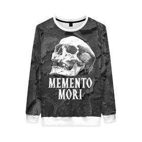 Женский свитшот 3D с принтом Memento mori в Екатеринбурге, 100% полиэстер с мягким внутренним слоем | круглый вырез горловины, мягкая резинка на манжетах и поясе, свободная посадка по фигуре | black | death | life | memento mori | skeleton | skull | жизнь | скелет | череп | черный