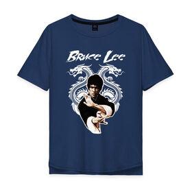 Мужская футболка хлопок Oversize с принтом Bruce lee в Екатеринбурге, 100% хлопок | свободный крой, круглый ворот, “спинка” длиннее передней части | bruce lee | jeet kune do | брюс ли | каратэ