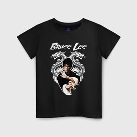 Детская футболка хлопок с принтом Bruce lee в Екатеринбурге, 100% хлопок | круглый вырез горловины, полуприлегающий силуэт, длина до линии бедер | Тематика изображения на принте: bruce lee | jeet kune do | брюс ли | каратэ