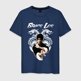 Мужская футболка хлопок с принтом Bruce lee в Екатеринбурге, 100% хлопок | прямой крой, круглый вырез горловины, длина до линии бедер, слегка спущенное плечо. | bruce lee | jeet kune do | брюс ли | каратэ