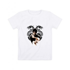 Детская футболка хлопок с принтом Bruce Lee в Екатеринбурге, 100% хлопок | круглый вырез горловины, полуприлегающий силуэт, длина до линии бедер | 
