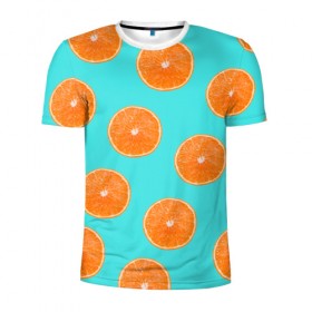 Мужская футболка 3D спортивная с принтом Апельсины в Екатеринбурге, 100% полиэстер с улучшенными характеристиками | приталенный силуэт, круглая горловина, широкие плечи, сужается к линии бедра | Тематика изображения на принте: апельсин | апельсины | грейпфрукт | грейпфрут | разрез | сочный | фрукт