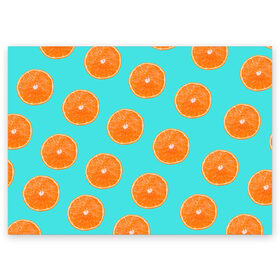 Поздравительная открытка с принтом Апельсины в Екатеринбурге, 100% бумага | плотность бумаги 280 г/м2, матовая, на обратной стороне линовка и место для марки
 | апельсин | апельсины | грейпфрукт | грейпфрут | разрез | сочный | фрукт