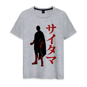 Мужская футболка хлопок с принтом Сайтама в Екатеринбурге, 100% хлопок | прямой крой, круглый вырез горловины, длина до линии бедер, слегка спущенное плечо. | ok hero | one | punchm anime | saitama | аниме | ванпанч