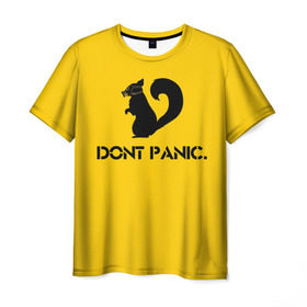 Мужская футболка 3D с принтом Dont Panic. в Екатеринбурге, 100% полиэфир | прямой крой, круглый вырез горловины, длина до линии бедер | dont panic | белка | енот | скунс