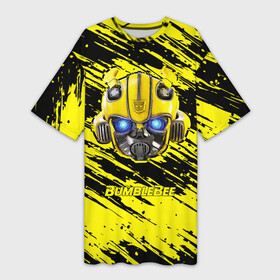 Платье-футболка 3D с принтом Bumblebee в Екатеринбурге,  |  | Тематика изображения на принте: transformers | автоботы | бамблби | кибертрон | мегатрон | оптимус | прайм | робот | трансформеры