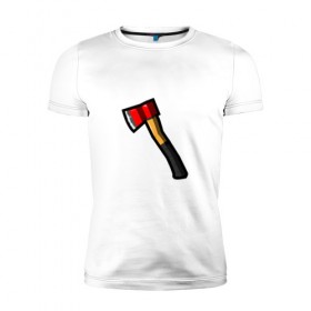 Мужская футболка премиум с принтом Пожарный топор в Екатеринбурге, 92% хлопок, 8% лайкра | приталенный силуэт, круглый вырез ворота, длина до линии бедра, короткий рукав | вектор | плоский | пожарный | стиль. | топор