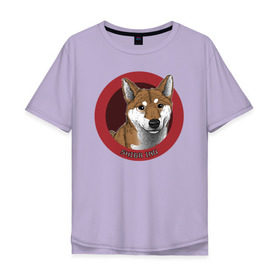 Мужская футболка хлопок Oversize с принтом Сиба-ину в Екатеринбурге, 100% хлопок | свободный крой, круглый ворот, “спинка” длиннее передней части | shiba inu | сиба ину | собака | собаки | шиба ину