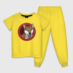 Детская пижама хлопок с принтом Сиба-ину в Екатеринбурге, 100% хлопок |  брюки и футболка прямого кроя, без карманов, на брюках мягкая резинка на поясе и по низу штанин
 | shiba inu | сиба ину | собака | собаки | шиба ину