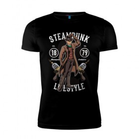 Мужская футболка премиум с принтом Steampunk в Екатеринбурге, 92% хлопок, 8% лайкра | приталенный силуэт, круглый вырез ворота, длина до линии бедра, короткий рукав | steam punk | панк | ретро | стимпанк