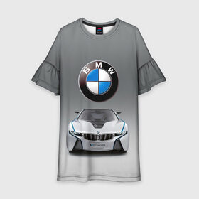 Детское платье 3D с принтом BMW Vision в Екатеринбурге, 100% полиэстер | прямой силуэт, чуть расширенный к низу. Круглая горловина, на рукавах — воланы | bmw | car | germany | motorsport | sports car | автомобиль | автоспорт | бмв | германия | спорткар
