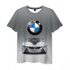 Мужская футболка 3D с принтом BMW Vision в Екатеринбурге, 100% полиэфир | прямой крой, круглый вырез горловины, длина до линии бедер | bmw | car | germany | motorsport | sports car | автомобиль | автоспорт | бмв | германия | спорткар