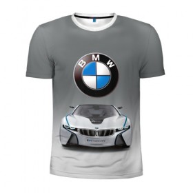 Мужская футболка 3D спортивная с принтом BMW Vision в Екатеринбурге, 100% полиэстер с улучшенными характеристиками | приталенный силуэт, круглая горловина, широкие плечи, сужается к линии бедра | bmw | car | germany | motorsport | sports car | автомобиль | автоспорт | бмв | германия | спорткар