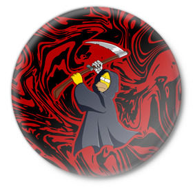 Значок с принтом Homer Grim Reaper в Екатеринбурге,  металл | круглая форма, металлическая застежка в виде булавки | 