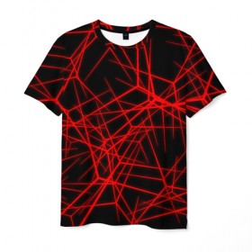 Мужская футболка 3D с принтом Abstract Lines в Екатеринбурге, 100% полиэфир | прямой крой, круглый вырез горловины, длина до линии бедер | abstract | line | абстрактные | абстракция | линии | неон | узор