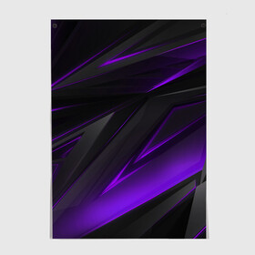Постер с принтом GEOMETRY STRIPES NEON | ФИОЛЕТОВЫЕ ПОЛОСЫ в Екатеринбурге, 100% бумага
 | бумага, плотность 150 мг. Матовая, но за счет высокого коэффициента гладкости имеет небольшой блеск и дает на свету блики, но в отличии от глянцевой бумаги не покрыта лаком | abstract | geometry | metal | polyviolet | purple | still | stripes | texture | violet | абстракция | геометрия | металл | сталь | текстура | ультрафиолет | фиолетовый