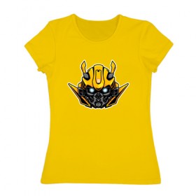 Женская футболка хлопок с принтом Bumblebee в Екатеринбурге, 100% хлопок | прямой крой, круглый вырез горловины, длина до линии бедер, слегка спущенное плечо | бамблби | робот | трансформеры
