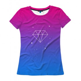 Женская футболка 3D с принтом Diamond в Екатеринбурге, 100% полиэфир ( синтетическое хлопкоподобное полотно) | прямой крой, круглый вырез горловины, длина до линии бедер | кислотные костюмы | кислотные цвета | неон | флуоресцентные принты