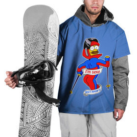 Накидка на куртку 3D с принтом Нед Фландерс Симпсоны в Екатеринбурге, 100% полиэстер |  | Тематика изображения на принте: simpsons | зима | лыжник | недфландерс | симпсоны | спорт | фландерс