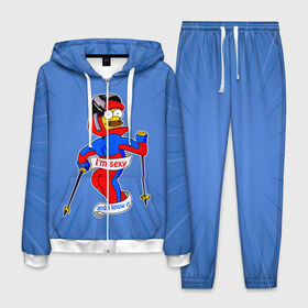 Мужской костюм 3D с принтом Нед Фландерс Симпсоны в Екатеринбурге, 100% полиэстер | Манжеты и пояс оформлены тканевой резинкой, двухслойный капюшон со шнурком для регулировки, карманы спереди | simpsons | зима | лыжник | недфландерс | симпсоны | спорт | фландерс