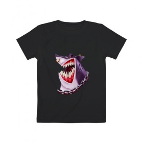 Детская футболка хлопок с принтом Акула в Екатеринбурге, 100% хлопок | круглый вырез горловины, полуприлегающий силуэт, длина до линии бедер | shark | акула | головарыбы | клыки | пирсинг | рыба | хищник | цепь