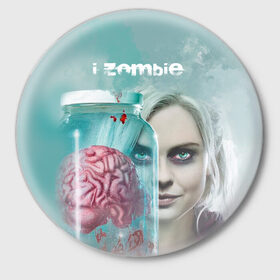 Значок с принтом i-ZOMBIE в Екатеринбурге,  металл | круглая форма, металлическая застежка в виде булавки | i zombie | лив мур | оливия мур | я зомби