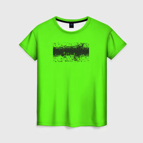 Женская футболка 3D с принтом Гранж зеленый в Екатеринбурге, 100% полиэфир ( синтетическое хлопкоподобное полотно) | прямой крой, круглый вырез горловины, длина до линии бедер | кислотные костюмы | кислотные цвета | неон | флуоресцентные принты