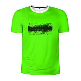 Мужская футболка 3D спортивная с принтом Гранж зеленый в Екатеринбурге, 100% полиэстер с улучшенными характеристиками | приталенный силуэт, круглая горловина, широкие плечи, сужается к линии бедра | кислотные костюмы | кислотные цвета | неон | флуоресцентные принты
