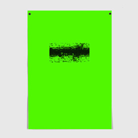 Постер с принтом Гранж зеленый в Екатеринбурге, 100% бумага
 | бумага, плотность 150 мг. Матовая, но за счет высокого коэффициента гладкости имеет небольшой блеск и дает на свету блики, но в отличии от глянцевой бумаги не покрыта лаком | кислотные костюмы | кислотные цвета | неон | флуоресцентные принты