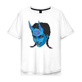 Мужская футболка хлопок Oversize с принтом Demon Girl в Екатеринбурге, 100% хлопок | свободный крой, круглый ворот, “спинка” длиннее передней части | Тематика изображения на принте: 