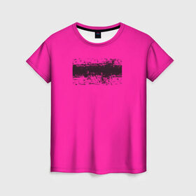 Женская футболка 3D с принтом Гранж розовый в Екатеринбурге, 100% полиэфир ( синтетическое хлопкоподобное полотно) | прямой крой, круглый вырез горловины, длина до линии бедер | кислотные костюмы | кислотные цвета | неон | флуоресцентные принты