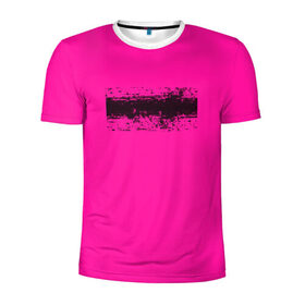 Мужская футболка 3D спортивная с принтом Гранж розовый в Екатеринбурге, 100% полиэстер с улучшенными характеристиками | приталенный силуэт, круглая горловина, широкие плечи, сужается к линии бедра | кислотные костюмы | кислотные цвета | неон | флуоресцентные принты