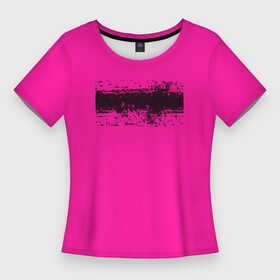 Женская футболка 3D Slim с принтом Гранж розовый в Екатеринбурге,  |  | кислотные костюмы | кислотные цвета | неон | флуоресцентные принты