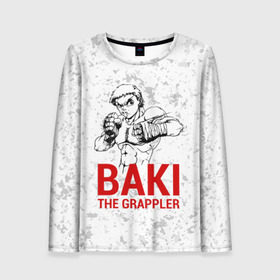 Женский лонгслив 3D с принтом Baki the Grappler / Боец Баки в Екатеринбурге, 100% полиэстер | длинные рукава, круглый вырез горловины, полуприлегающий силуэт | ahegao | anime | baki | fighter | grappler | manga | the | аниме | анимешники | анимешнику | ахегао | баки | боевые | боец | бойцы | доппо | драки | искусства | манга | мульт | мультик | сериал | хамма | юдзиро