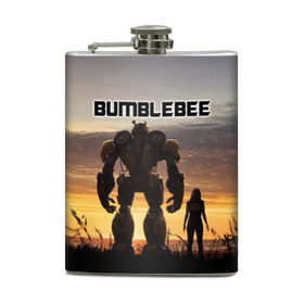 Фляга с принтом BUMBLEBEE в Екатеринбурге, металлический корпус | емкость 0,22 л, размер 125 х 94 мм. Виниловая наклейка запечатывается полностью | bumblebee | автобот | бамблби | герой | камаро | прайм | робот | трансформеры | фильм | шевроле